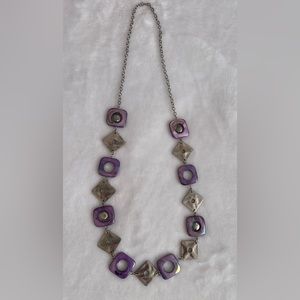 Purple & silver long necklace.